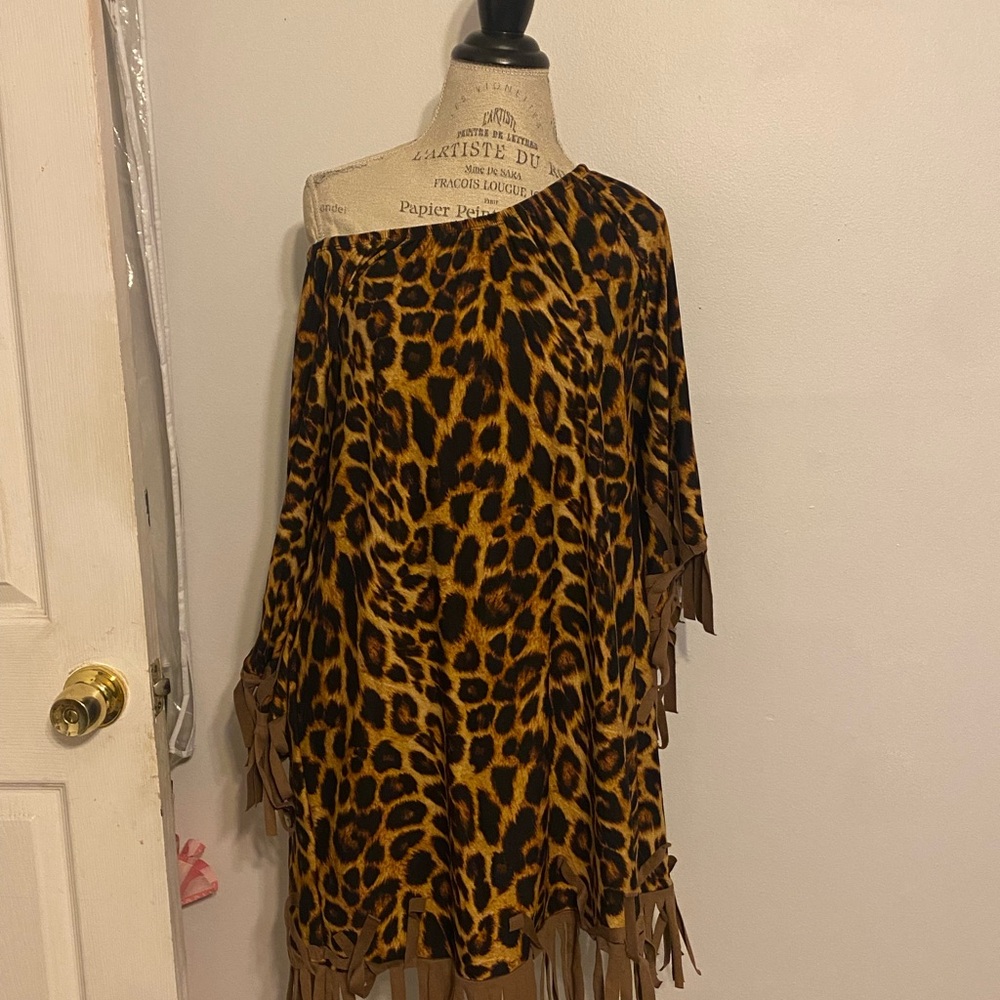 Leopard Print Fringe Dress